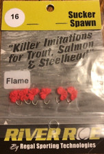 Regal River Roe #07-0490-16-RR6 Ice Fishing Sucker Spawn Flame #16-1pk 6pcs-NEW