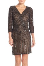 NWT  259 Adrianna Papell Embellished Mesh A-Line Dress SZ 4  N615