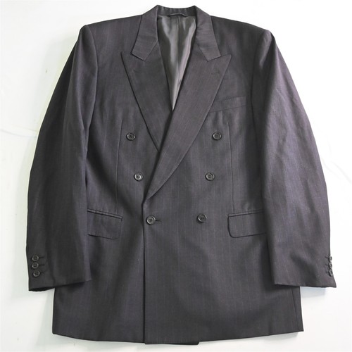 Vintage Canali 40 L 34 x 32 grau gestreift zweireihig Italien Wolle Herren Anzug - Bild 2 von 12