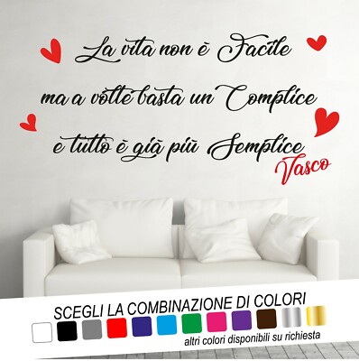 Wandtattoo Spruch BRAVA GIULIA VASCO ROT Sticker Dekoration Wandbilder LEBEN