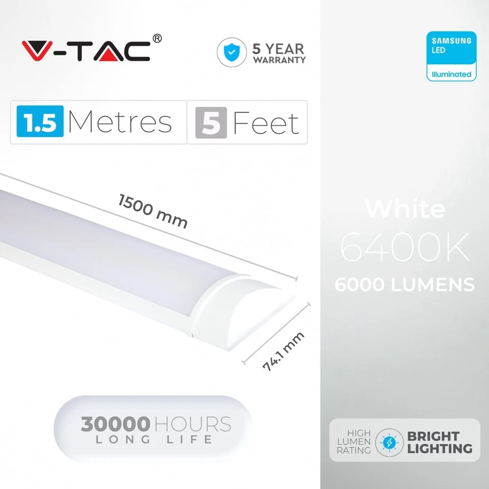 PLAFONIERA LED 50W 150CM SLIM V-TAC CHIP SAMSUNG GARANZIA 5 ANNI - Immagine 2 di 4