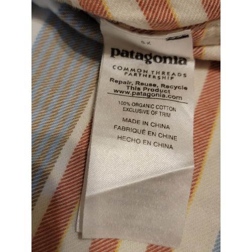 Patagonia Organic Cotton Striped Button Down Shirt Relaxed Fit Size 14 - Picture 9 of 14