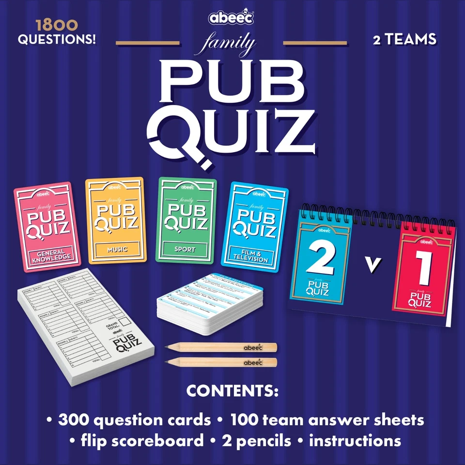 Family Pub Quiz – Host Your Own Pub Quiz - Family Board Game - 1800 Questions - Image 2 of 4