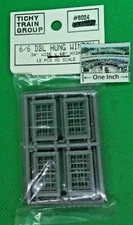 Tichy Train Group HO #8024 DOUBLE HUNG WINDOWS, 6/6, pkg. 12 - Details Below