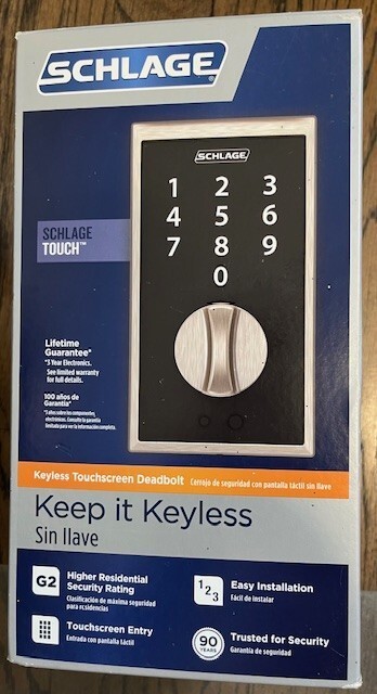 Schlage BE375 Century Satin Nickel Keyless Touchscreen Deadbolt Lock-image
