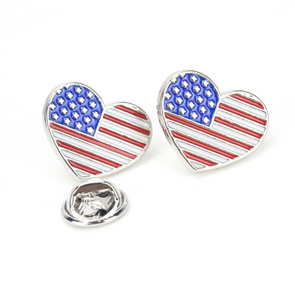 6 Pcs United States Badge Banner Heart Shaped Lapel Pin Fashion eBay