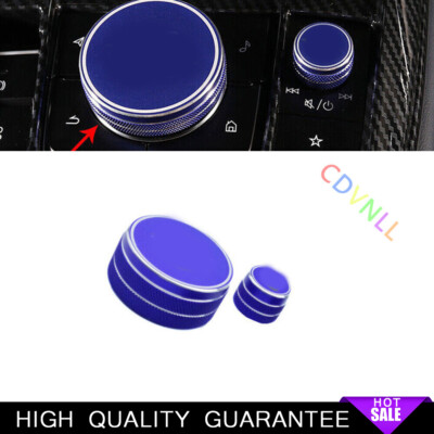Car Central Console Multimedia Knob Trim For Mazda CX-30 2020-2022 Blue Aluminum