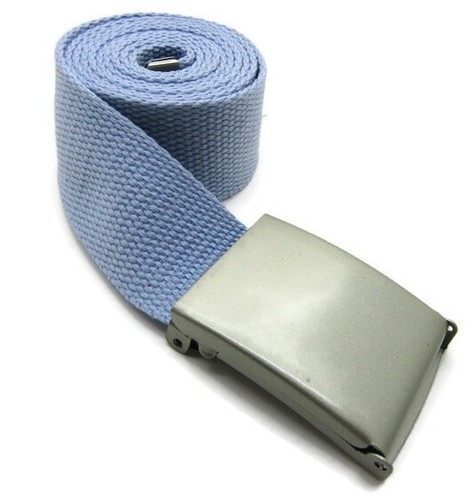 Unisex High Quality Canvas Fabric Webbing Belt Brushed Silver Buckle Army Style - Picture 140 of 275