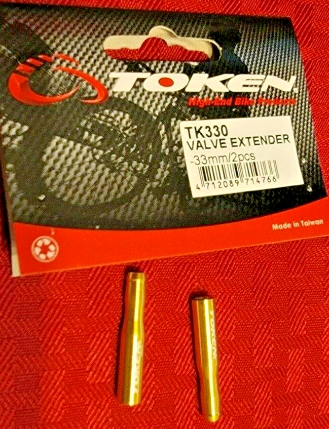 33mm Gold Presta Tube Valve Extenders by Token Weighing 1g