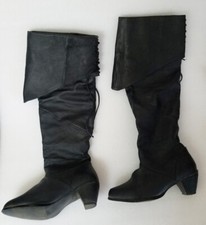 Pirate/ren faire boots - black leather - women's 7