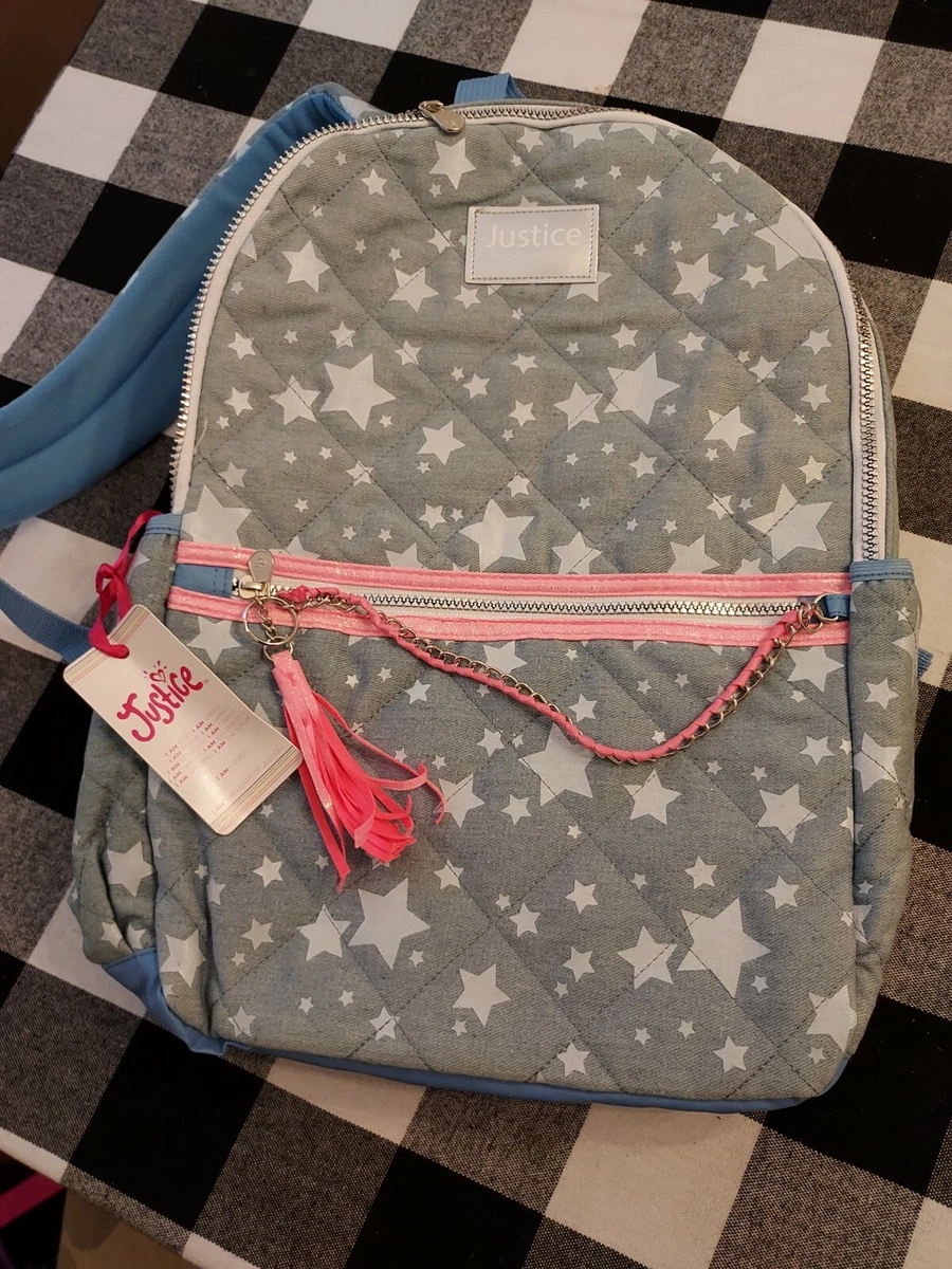 Justice blue cheap backpack
