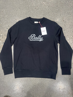 New BALLY Sweatshirt Sweater Sz 4 Womens Cotton Black