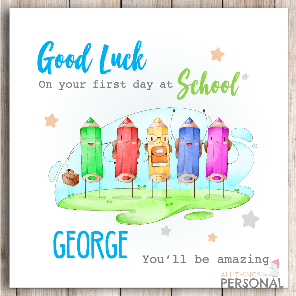 First Day At School Card Good Luck New Nursery Son Grandson Daughter 1st Day