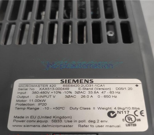 1piece Siemens 420 inverter 6SE6420-2UD31-1CA1 11KW 380-480V Used - Picture 5 of 6