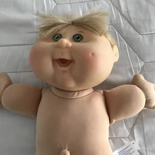 Cabbage Patch Kid Doll 1990s Blond Hair Green Eyes Nude Vtg