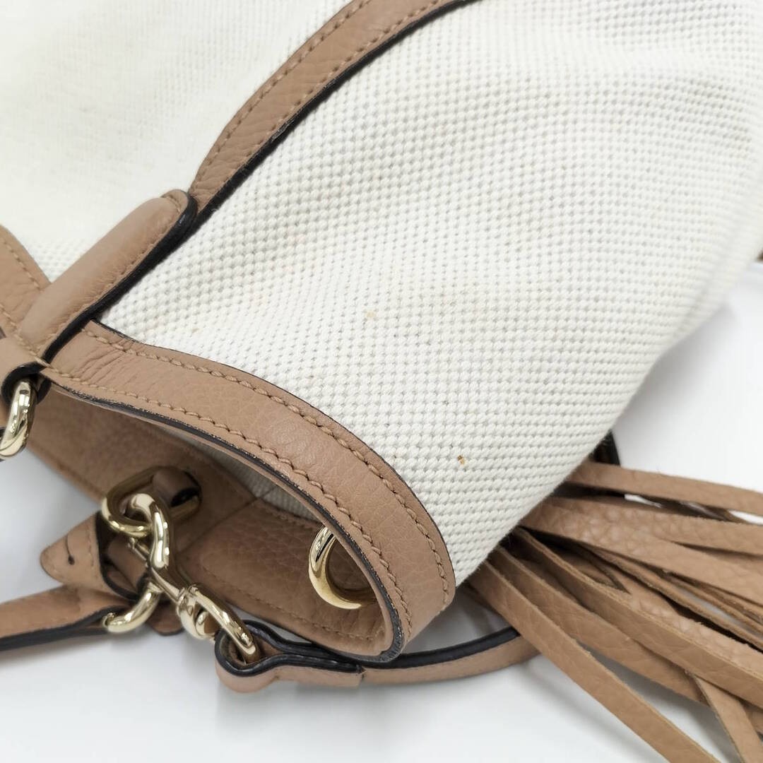 Gucci Soho Interlocking G Canvas Handbag 2WAY Off-White Brown Used thumbnail 6