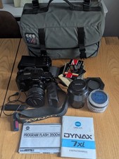 Minolta Dynax 7xi 35mm SLR Film Camera with 2 Lenses and Cable Release