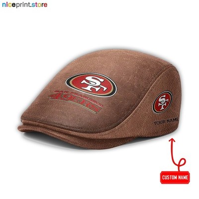 San Francisco Team 49ers Jeff Cap NFL Driver Cap NFL Leather Flat Cap for Men
