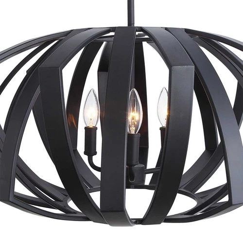 UTTERMOST 22137 THALES MATTE BLACK GEOMETRIC 3 LIGHT MID CENTURY MODERN PENDANT - Picture 4 of 5