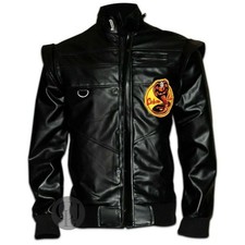 MENS COBRA KAI JACKET KARATE KID JOHNNY LAWRENCE BLACK REAL BIKER LEATHER JACKET