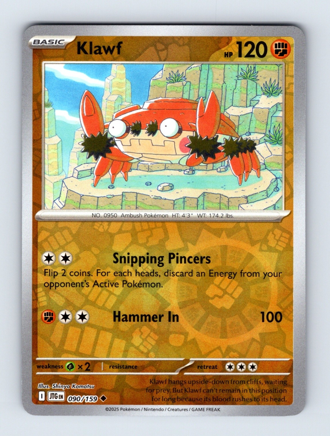 Klawf - Journey Together 090/159 - Reverse Holo - NM - Pokémon TCG
