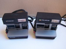 Lot Of 2 Vintage Polaroid Sun 600 LMS Instant Camera w/ Strap Untested 600 Film