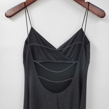 Vtg City Triangles Black Glitter Prom Dress M Strappy Open Back Y2K 90s Evening