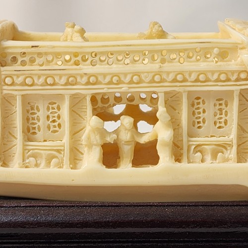 Chinese Carved Bovine Pleasure Boat Antique 19th C - Picture 11 of 12