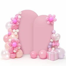 8FT Wedding Arch Cover Set Dusty Pink Spandex Fitted Backdrop for Events