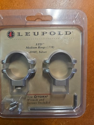 Leupold STD Medium Rings (.770) 49902 Silver for 1'' Tube