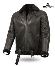 Men's RAF B3 Sheepskin Leather Bomber Jacket WWII Aviator Pilot Shearling Fligh