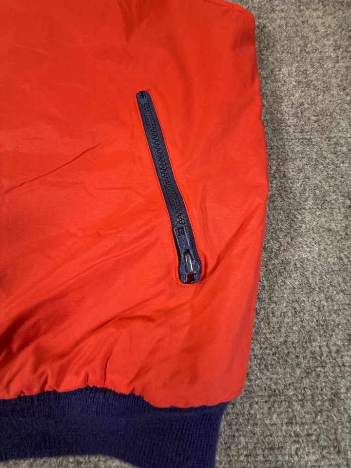 Винтажный шерстяной тетон жилет мужской большой красный темно-синий флисовая подкладка молнии открытый 90-х - Изображение 2 из 4