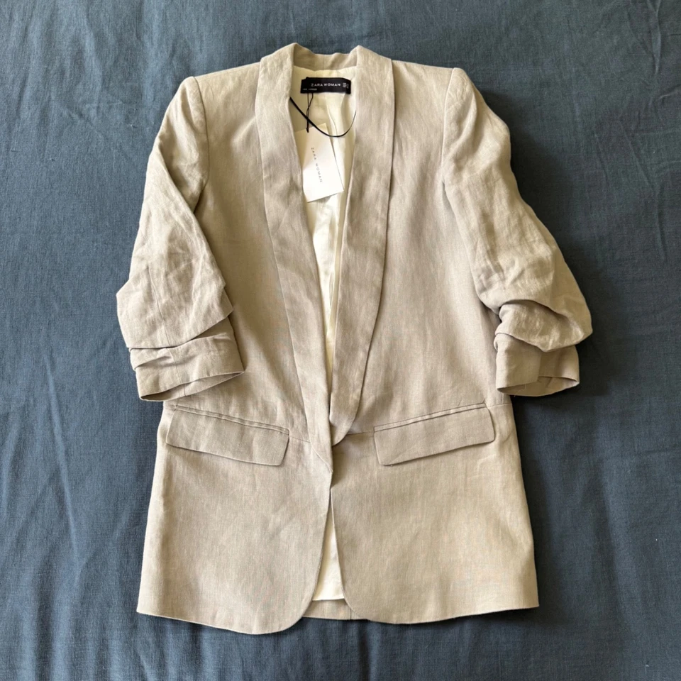 Zara Jackets Coats Linen Blazer Size XS - Image 3 of 4