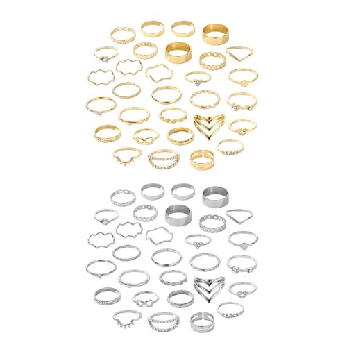 Elegant Stackable Rings Set for Men and Women Rhinestones Inlaid Finger ...