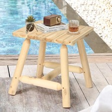 Wooden Outdoor Log Coffee Table Adirondack Square End Table Patio Side Table