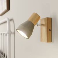 Lindby Wandlampe, Deckenlampe Holz Beton, Drehbar Und Schwenkbar, Wandstrahler 1