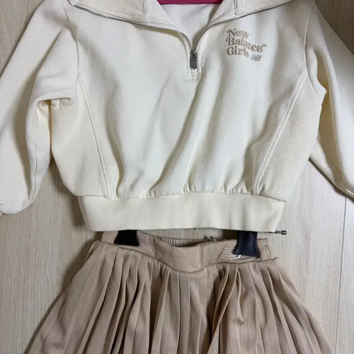 New Balance Girls Cropped Sweatshirt & Pleated Skirt Set, Size 130