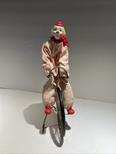Vintage Porcelain Enesco Clown On Metal Bicycle 1984 Made In Taiwan 12x7x5 Inch