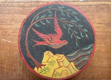 VINTAGE FOLKART 1950's BOX  WITH SWALLOW HAND-PAINTED AND SIGNED BY G. H. BARROW