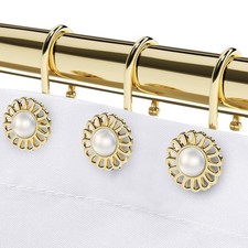 Gold Shower Curtain Hooks Rings, Decorative Shower Curtain Hangers, Heavy Dut...