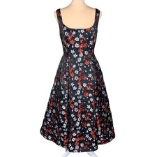 NWT Adrianna Papell Brocade Jacquard Dress 10 Wedding Guest Flare Tulle Pockets
