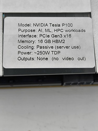 NVIDIA Tesla P100 GPU - Not Tested, 16GB HBM2, PCIe 3.0 - Bild 2 von 5