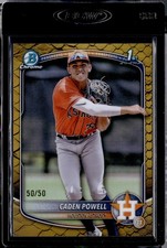 (7222) Caden Powell #50/50 2025 Bowman Chrome Prospects Reptilian Gold RC Astros