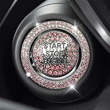 2PCS Rhinestone Push Start Buton Cover Bling Car Accessories for Color: Pink