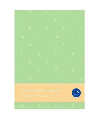 Cuaderno A4 para caligrafía con pauta Montessori 5 mm: Libreta pauta Montessori