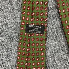 Vintage Brooks Brothers Tie Mens Green Wool Paisley England Classic Necktie