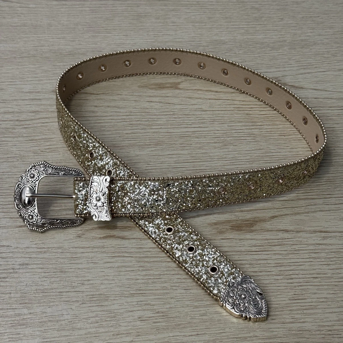 Womens Silver Sparkle Bling Glitter Belt Sparkle Silver Buckle Sz.XL Silver Sparkle Belt - Etsy main image 2