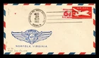 DR JIM STAMPS US COVER REVALUED 6C AIR MAIL ENVELOPE FIRST DAY NORFOLK VIRGINIA