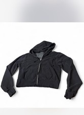 Brandy Melville Cropped Full Zip Hoodie Women s One Size Black