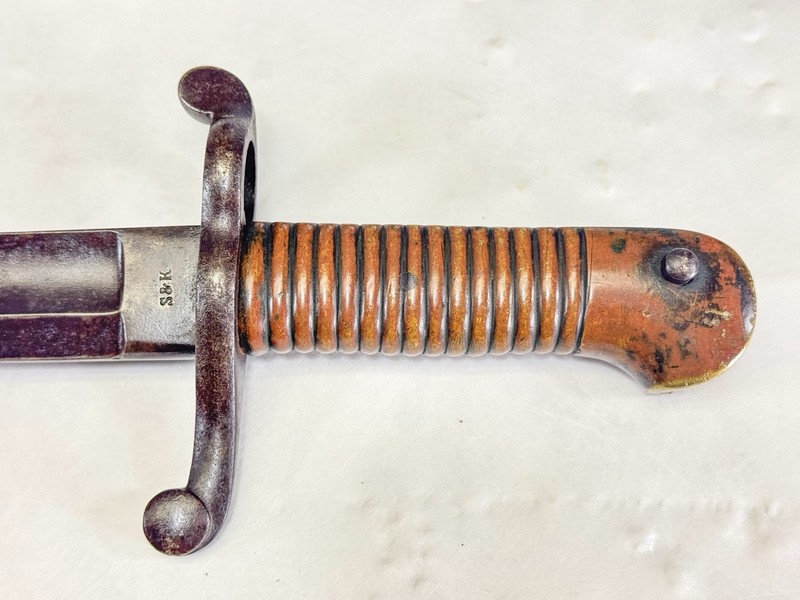 Civil War Era S&K Marked Light Minie Rifle Saber Bayonet - Brazilian 1855